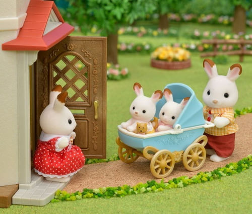 Sylvanian Gemelos Conejo Chocolate Con Cochecito 05432sy