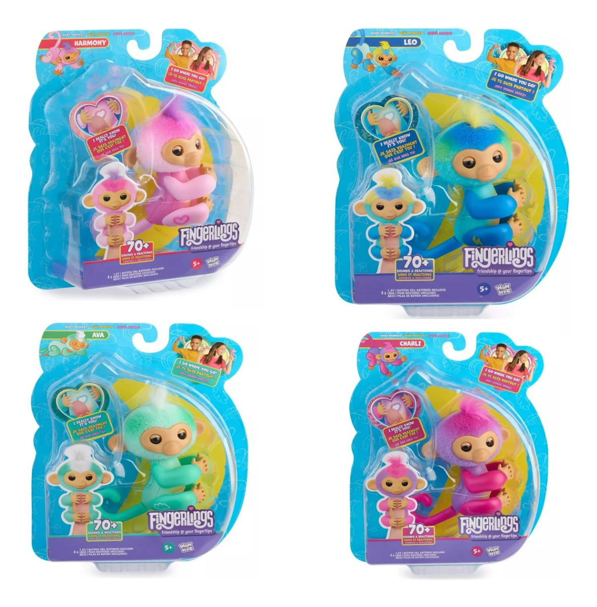 Combo X 4 Fingerlings Monito Bebe Interactivo