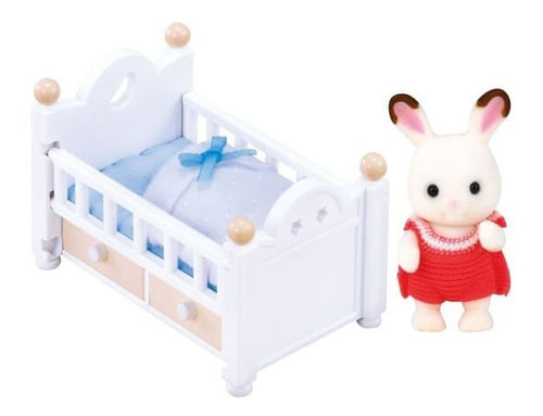 Sylvanian Bebe Conejo Chocolate Con Set De Cuna 5017sy