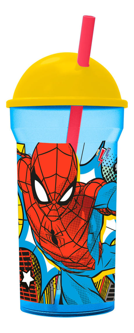Vaso Infantil Transparente Tapa Alta Spiderman 460ml 1157