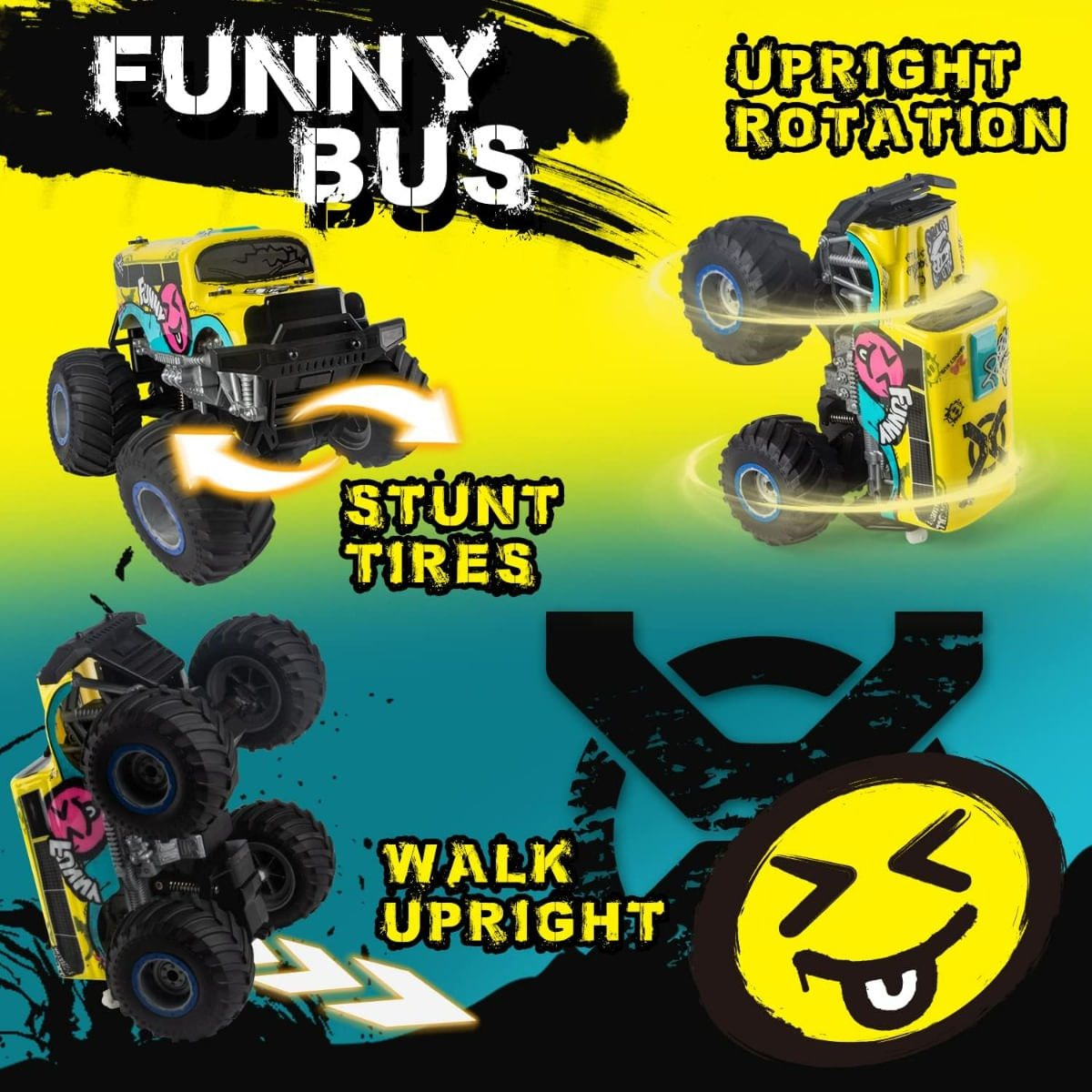 Camion Monstruo Funny Bus Graffiti Dancing Swing R/c 021447 Amarillo