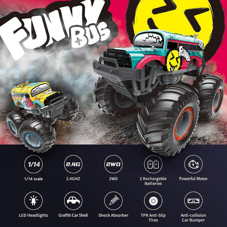 Camion Monstruo Funny Bus Graffiti Dancing Swing R/c 024442 Azul