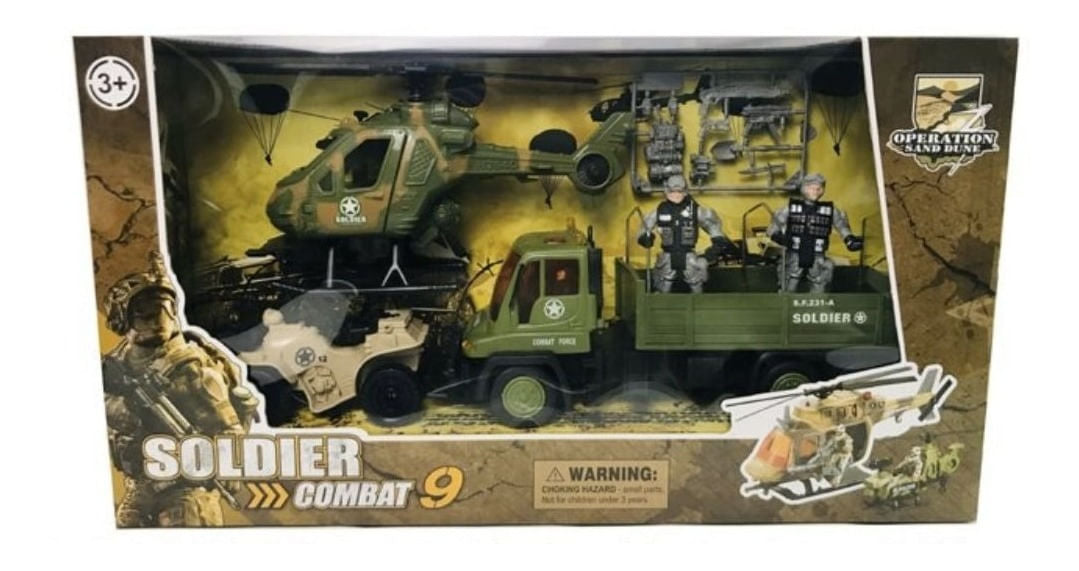 Set Militar Camion Y Helicoptero C/ Soldados Shine 2006918