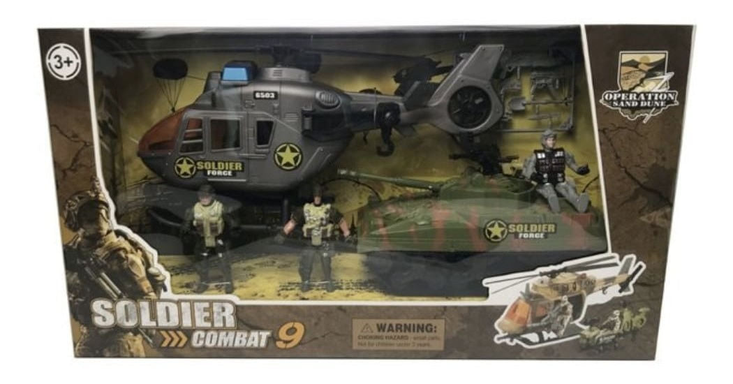Set Militar Tanque Y Helicoptero C/soldados Shine 2006921