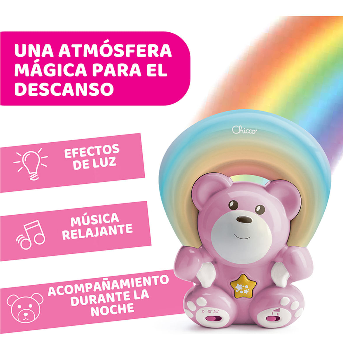 Chicco Rainbow Bear Osito Proyector Rosa 104741