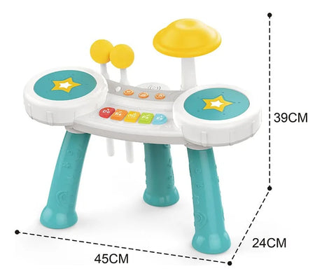 Batería Y Piano 2 En 1 Interactivo Celeste 2147835 Huanger