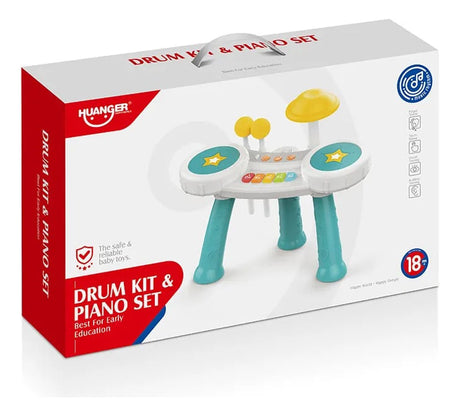 Batería Y Piano 2 En 1 Interactivo Celeste 2147835 Huanger