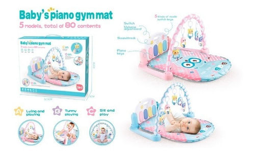 Gimnasio Para Bebe con manta Y Piano Luz Y Sonido Rosa 1700157