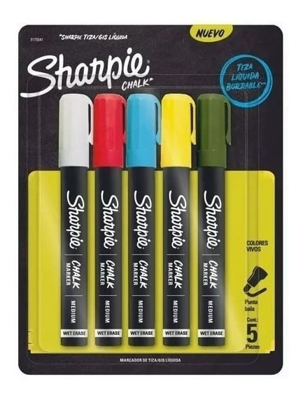 Sharpie Chalk Tiza Líquida Borrable X 5 Colores 2175541
