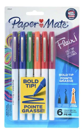 Paper Mate Bolígrafos Flair Punta Gruesa 6 Colores 2125411