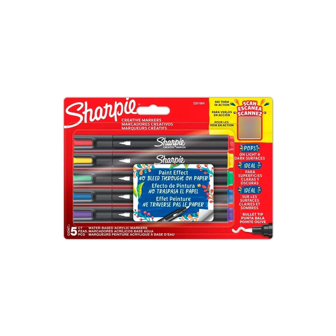 Sharpie Marcadores creativos a base de agua 05 unidades 2201069