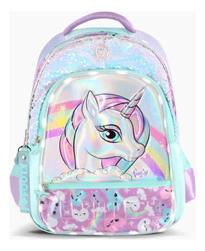 Footy Mochila Unicornio Espalda Celeste Con Luz 18 F2203.01.
