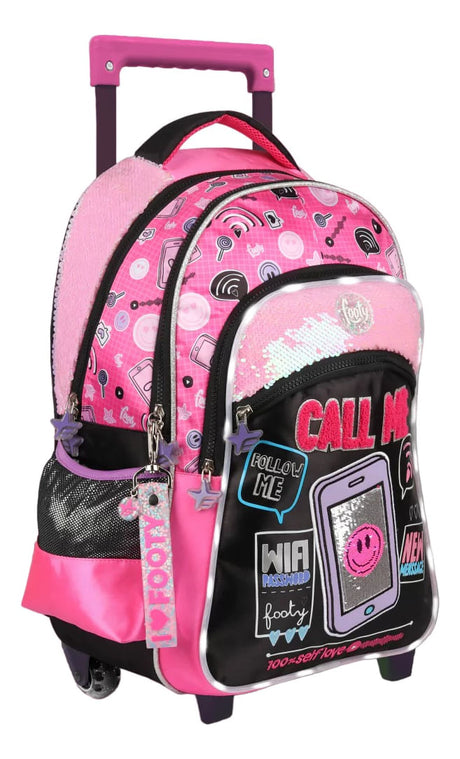 Footy Mochila Call Me Con Luz Led Y Carro 18p F2141