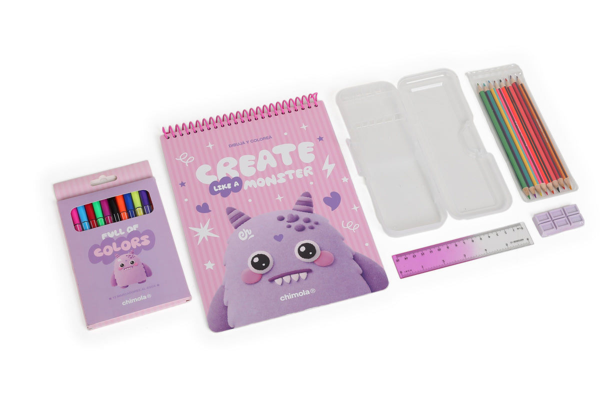 Chimola Coloring Set Monster Lila ST153
