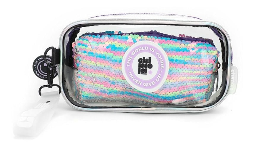 Chimola Cartuchera Cristal Lentejuelas 2 En 3 Rainbow Tr43