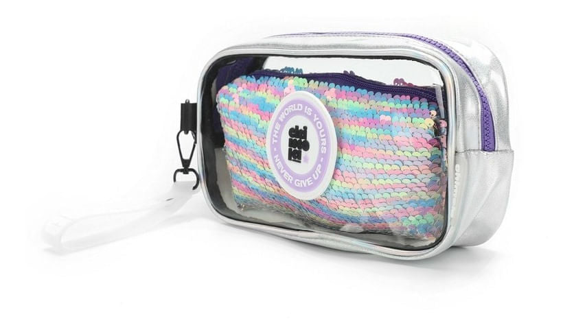 Chimola Cartuchera Cristal Lentejuelas 2 En 3 Rainbow Tr43