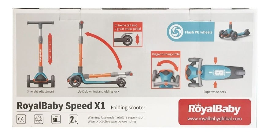 Royal Baby Monopatin Plegable Azul/naranja Rb-s1