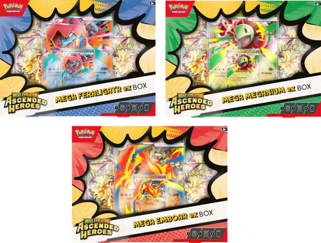Pokemon TCG Mega Evolution Ascended Heroes ex Box Meganium Emboar Feraligatr