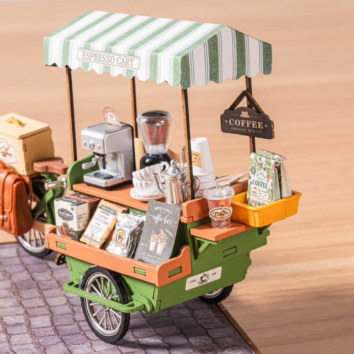 Rolife Aromatic Coffee Cart DG182 - escena estilizada