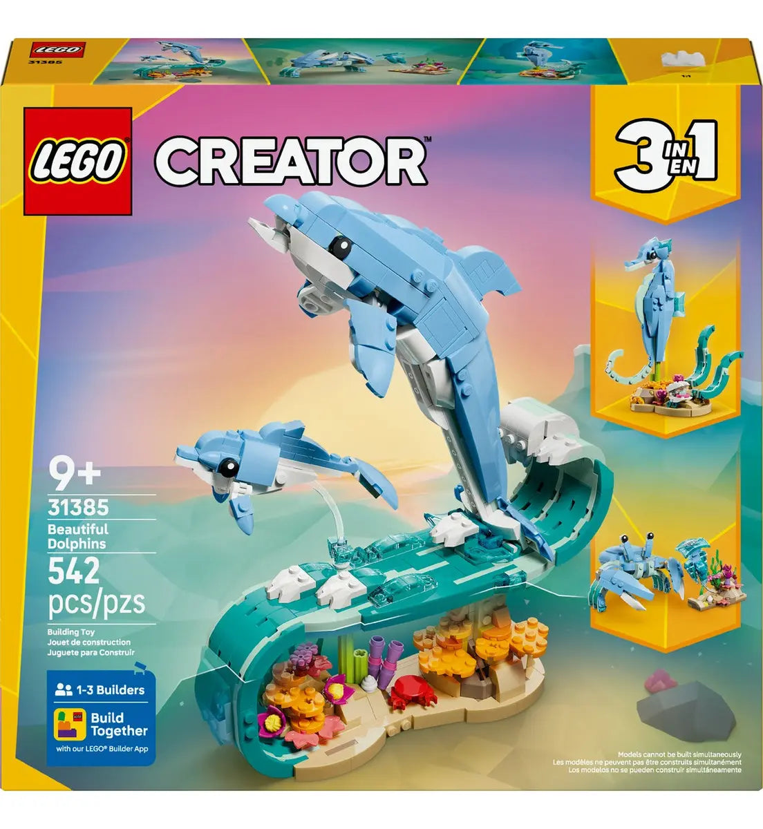 Lego Creator 3 en 1: Animales Marinos Hermosos Delfines 31385