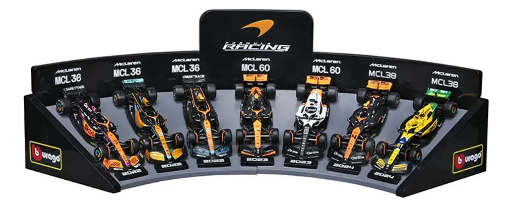 Bburago 1:43 McLaren: 7 Coches + Soporte de Exposición 18-38169