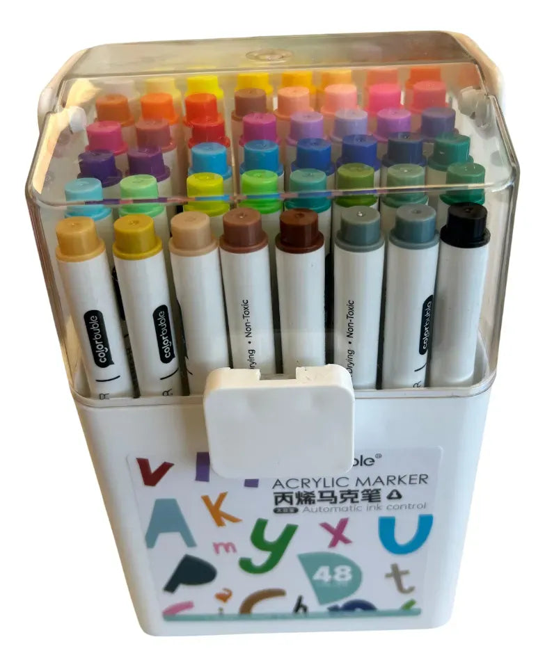 Marcadores Acrílicos con Estuche X48 Colores SL7104
