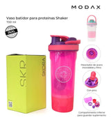 Vaso batidor para proteinas Shaker 700ml Rosa/Fucsia 37380