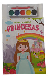 Kit X10 Sets Para Pintar Con Acuarelas Princesas Bk-330