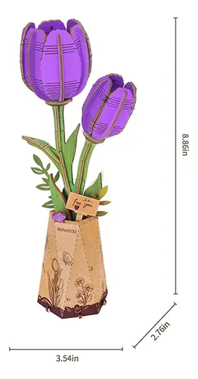 Robotime Rowood Puzzle 3d Tulipán Morado Tw083
