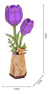 Robotime Rowood Puzzle 3d Tulipán Morado Tw083