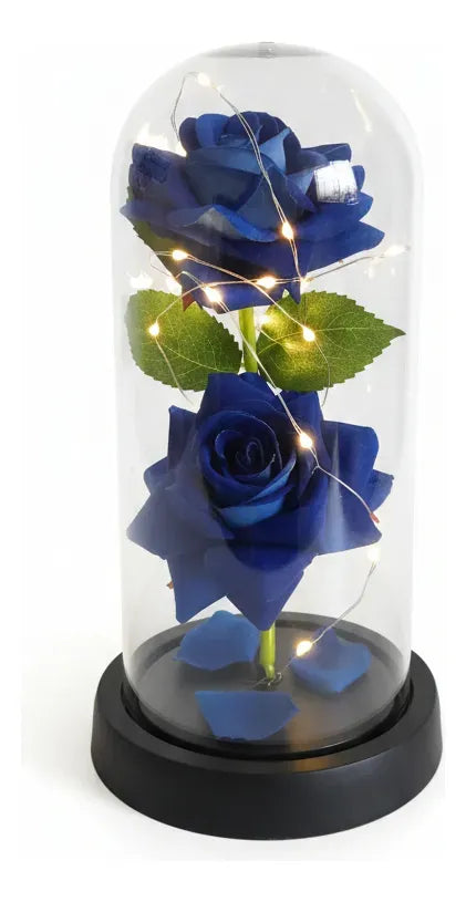 Rosas Flor Artificial Cupula Con Luz 21cm Kl790