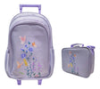 Combo Mochila Flores Lila 18p + Lunchera Zykl005 Shine Lila