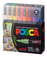 Posca Marcadores PC-3M de punta mediana en caja de dieciseis colores MUNPC3ME16
