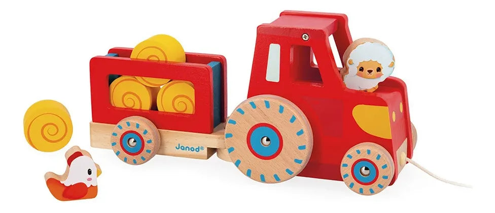 Janod Granja Tractor Con Cuerda De Arrastre J03317