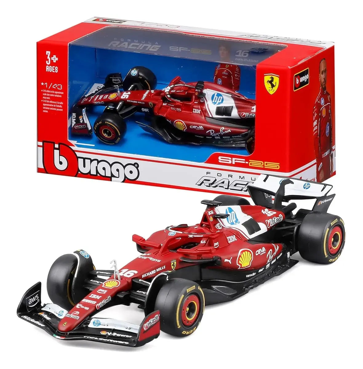 Bburago 1:43 Ferrari SF-25 F1 2025 #16 CHARLES LECLERC 18-36853