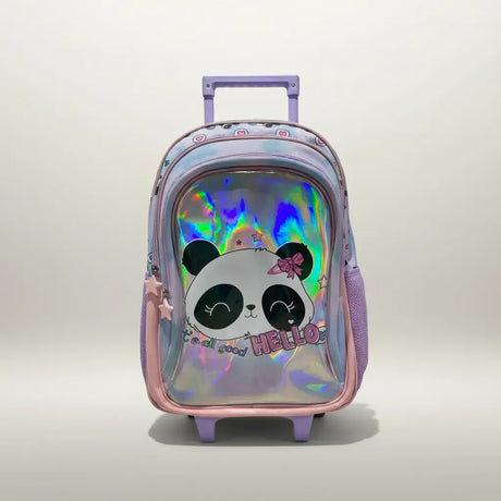 Mochila Carrito Escolar Panda 18 Pulgadas Zykl004 Shine Lila Con Rosa