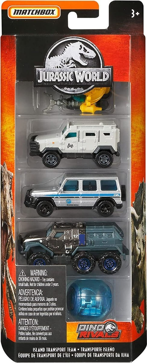 Jurassic World Matchbox Pack De 5 Autos Fmx40 Mattel