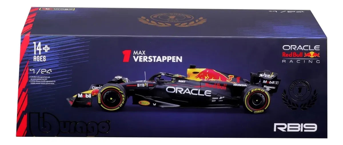 Bburago 1:24 Oracle Red Bull Racing RB19 w/helmet, VERSTAPPEN 18-28030