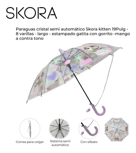 Skora Paraguas Cristal Kitten 19P 41136