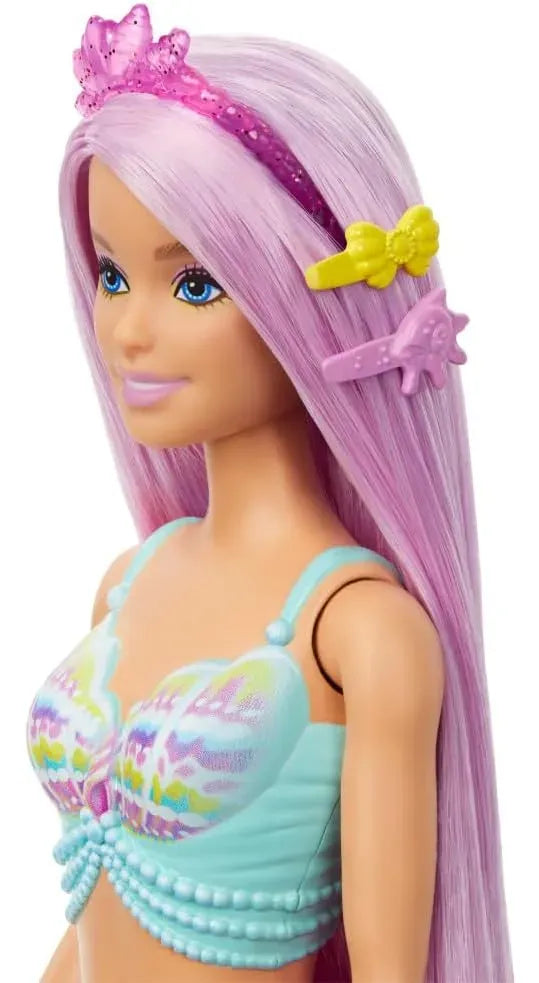 Barbie Muñeca Sirena Con Pelo y Accesorios Para Peinar HRR00