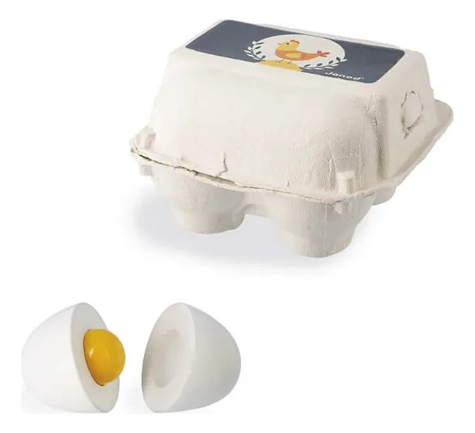 Janod Juego Encastre Huevera Con 4 Huevos De Madera J06593