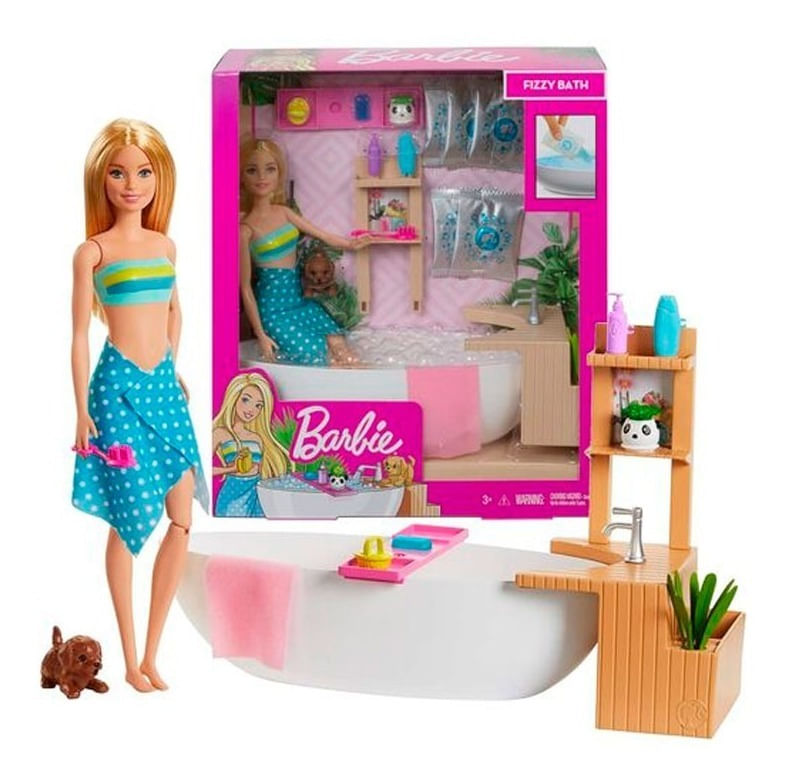 Muñeca Barbie Fizzy Bath Playset Con Bañera Gjn32 Mattel