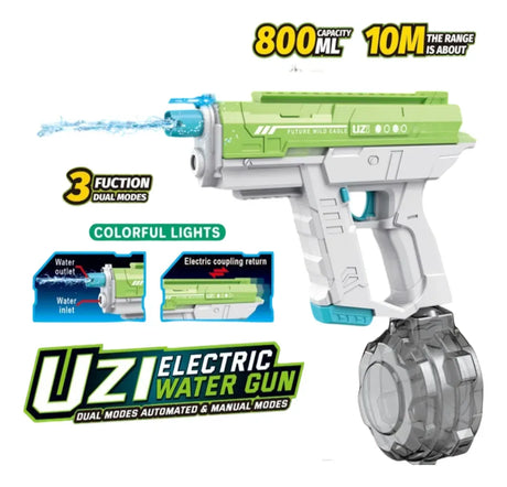 Pistola De Agua Uzi Con Luz Eléctrica Recargable VERDE KB1323