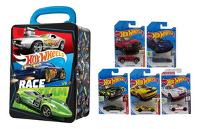 Combo 5 Autitos Hot Wheels + Lata Guardacoches Hwcc2-23k