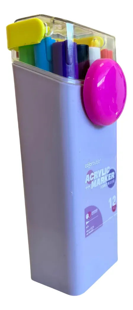 Marcadores Acrílicos con Estuche X12 Colores SL7106