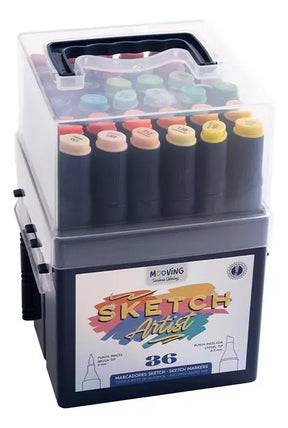Mooving Serious Coloring Sketch Artist Marcadores en estuche de 36 unidades 3022236