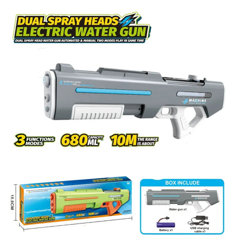 Pistola De Agua Doble Cañón Eléctrica Gris Kb1380 Shine Gris