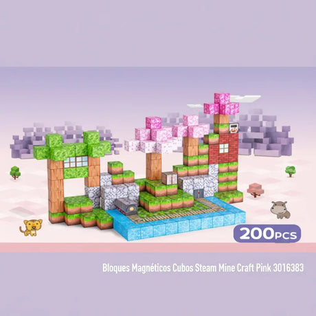 Bloques Magnéticos Cubos Steam Minecraft Pink Shine 3016383