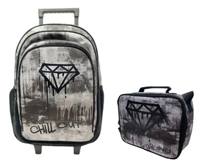 Combo Escolar Mochila 18p + Lunchera Chill Out Zykl002 Shine Negro