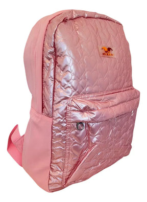 Mochila Escolar Puffy Corazones Tornasol Rosa SL1903